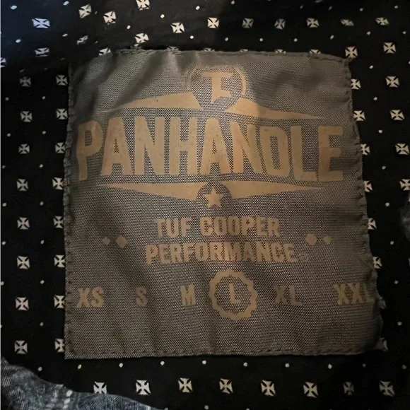 Panhandle Shirt Men's L Black Paisley 100% Cotton Long Sleeve Pearl Snap Western - Picture 3 of 4